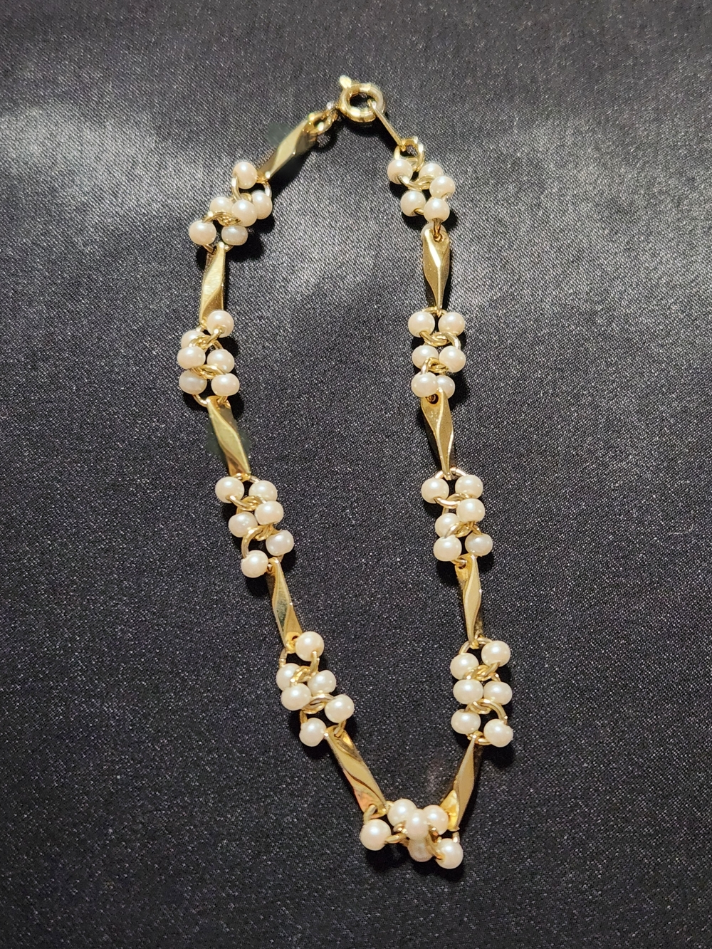 Vintage Gold Pearl Cluster Bracelet
